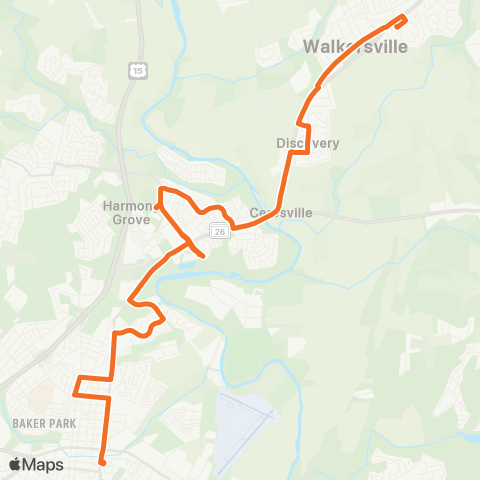 TransIT Walkersville Meet-The-MARC Shuttle map