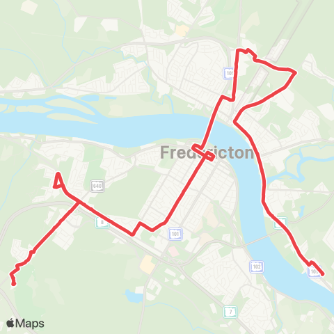 Fredericton Transit Hanwell map