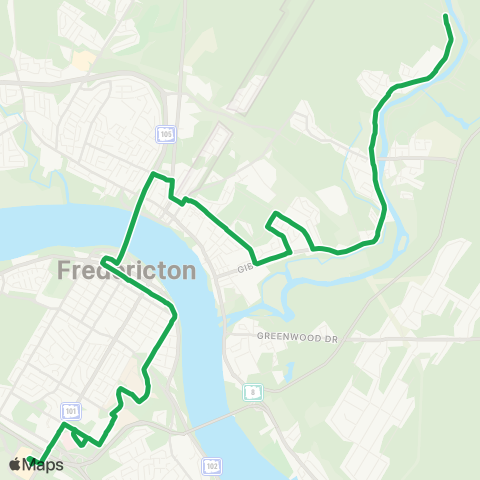 Fredericton Transit Regent map