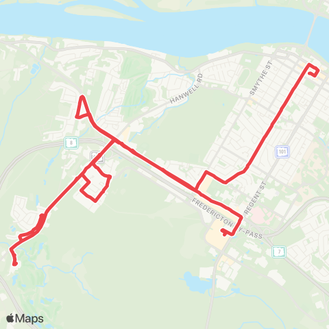 Fredericton Transit York / Hanwell map