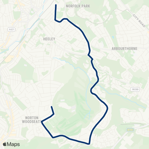 First South Yorkshire Heeley Bank Rd / Olive Grove Rd - Lees Hall Rd / Harvey Clough Rd map