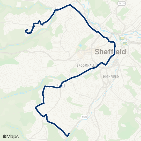 First South Yorkshire Abbeydale Rd S / Pingle Rd - Hall Pk Hill / Hall Pk Head map