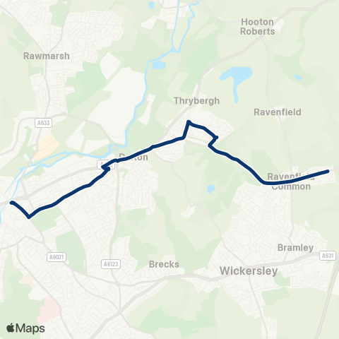 First South Yorkshire Braithwell Rd / Cedar Dr - Rotherham Interchange / B10 map