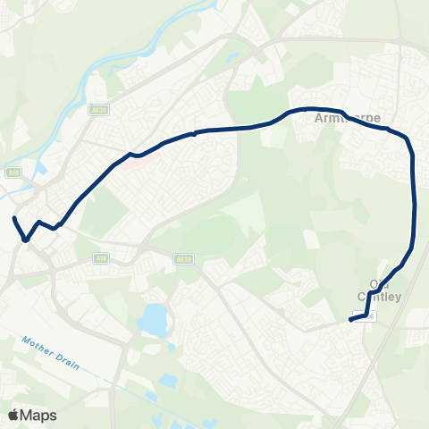 First South Yorkshire Cantley Ln / Handley Cross Mews - Doncaster Frenchgate Interchange / B1 map