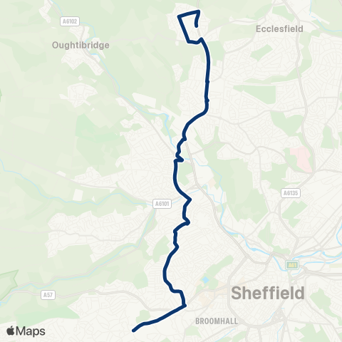 First South Yorkshire Penistone Rd / Blacksmith Ln - Fulwood Rd / Riverdale Rd map