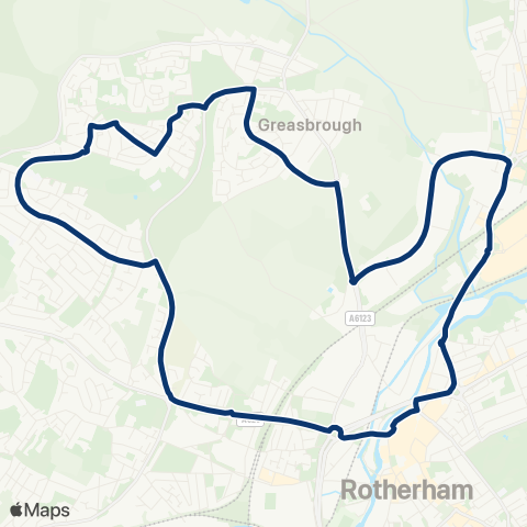 First South Yorkshire Rotherham Interchange / A2 - Rotherham Interchange / A1 map