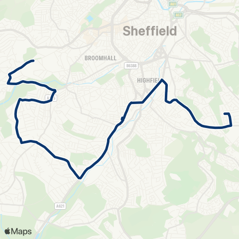 First South Yorkshire Queens Rd / Heeley Bank Rd - Fulwood Rd / Riverdale Rd map