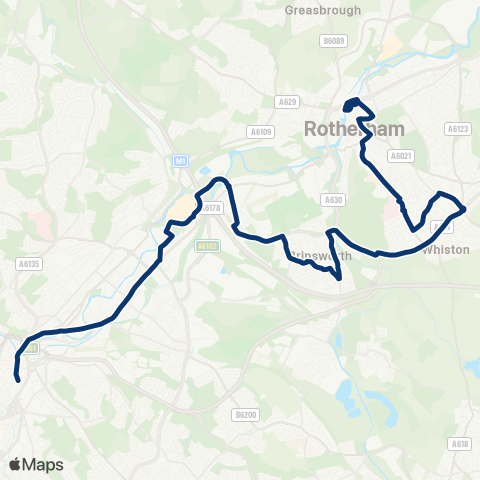 First South Yorkshire Sheffield Interchange / C4 - Rotherham Interchange / A1 map