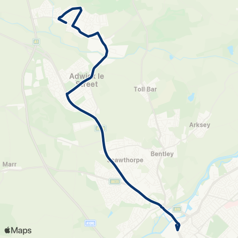 First South Yorkshire Doncaster Frenchgate Interchange / A9 - Skellow Rd / Hawthorne Crescent map