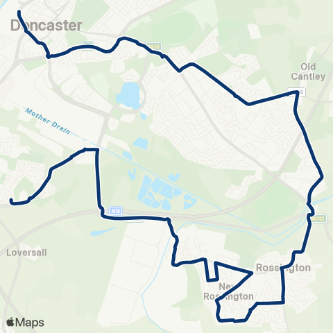 First South Yorkshire Plantation Rd / Woodfield Way - Doncaster Frenchgate Interchange / B4 map