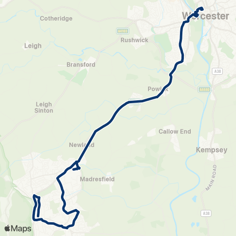 First Worcestershire  map