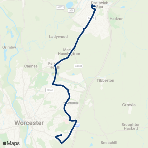 First Worcestershire  map