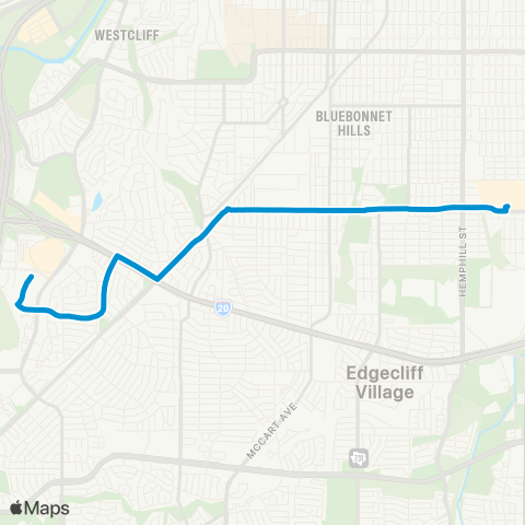 Trinity Metro W Seminary / Hulen Mall map