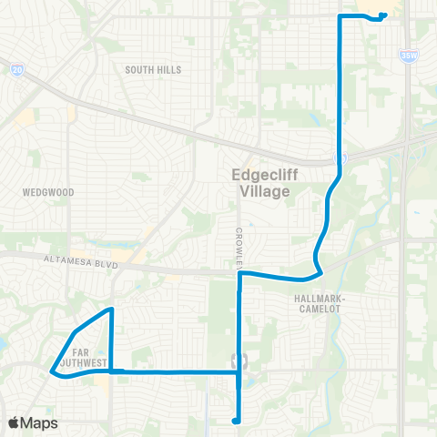 Trinity Metro Hemphill / Sycamore School Road map