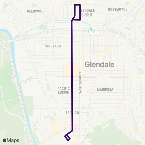 Glendale Beeline Glendale TC - Stocker Square map