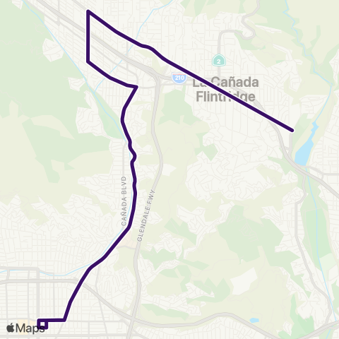 Glendale Beeline Glendale Galleria to Jet Propulsion Lab map