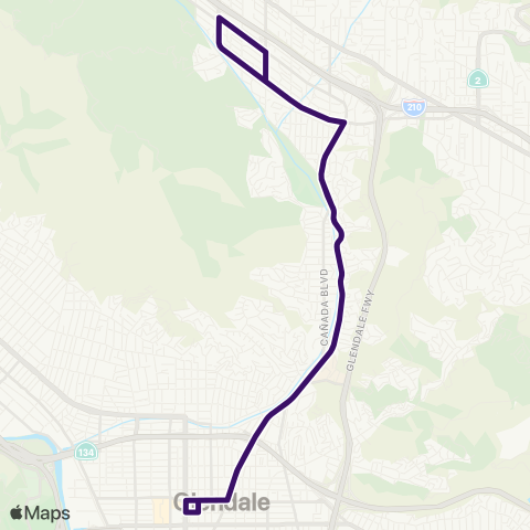 Glendale Beeline Glendale Galleria - La Crescenta map