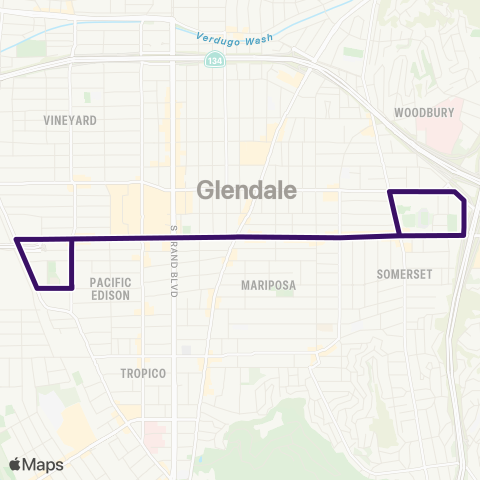 Glendale Beeline Pacific Park - Glendale High School map