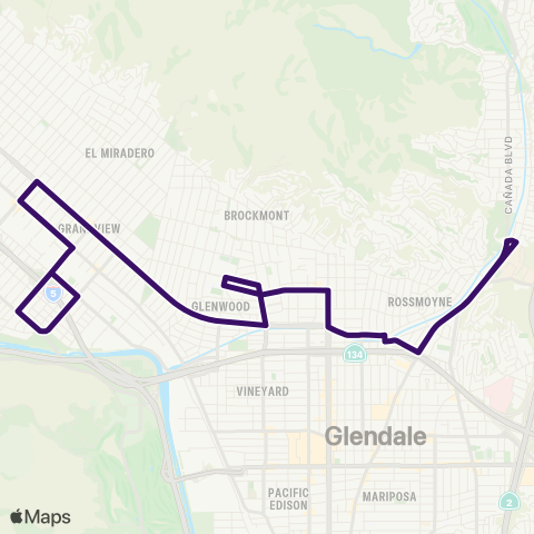 Glendale Beeline Riverside Rancho - Glendale CC map