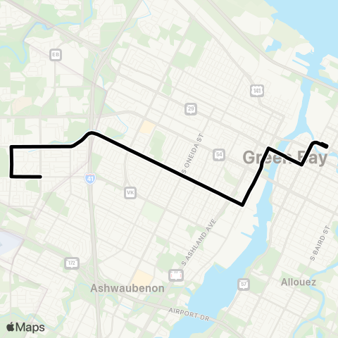 Green Bay Metro Limited Service map