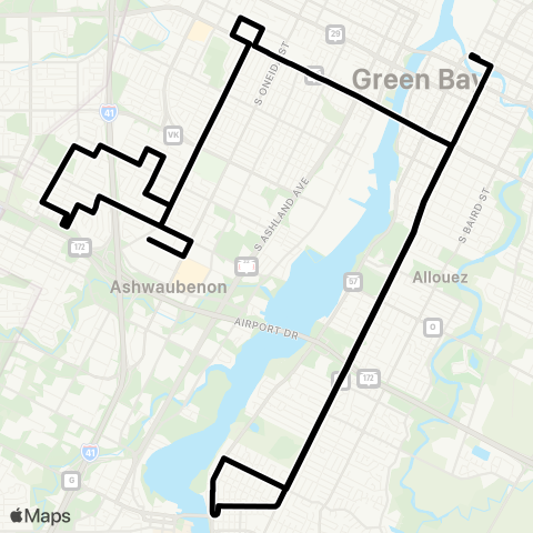 Green Bay Metro Limited Service map