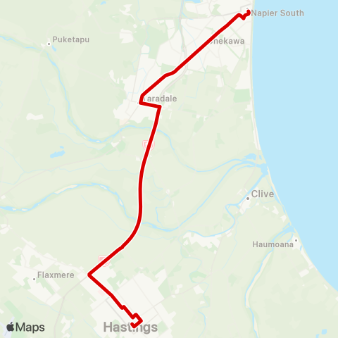 goBay Commuter Express (Hastings to Napier) map