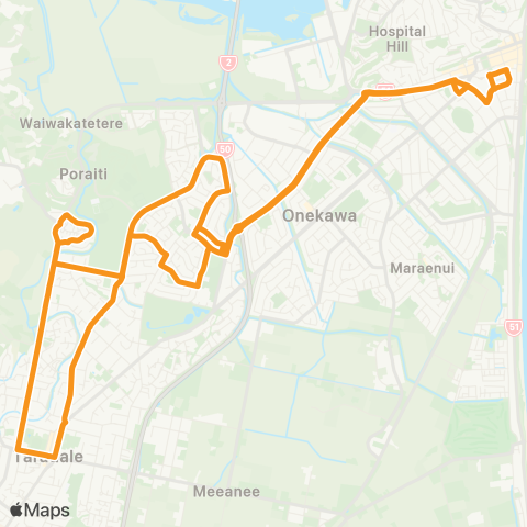 goBay Napier - Tamatea and Taradale (loop) map