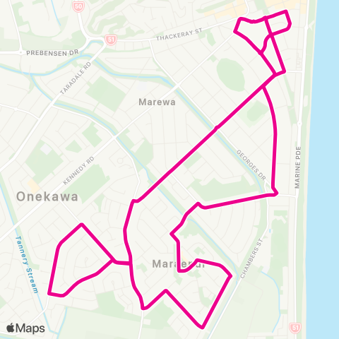 goBay Napier - Maraenui and Onekawa (loop) map