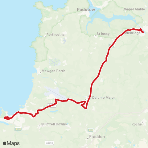 Go Cornwall Bus Bus Sta (Stand 1) - Wadebridge Bus Sta map