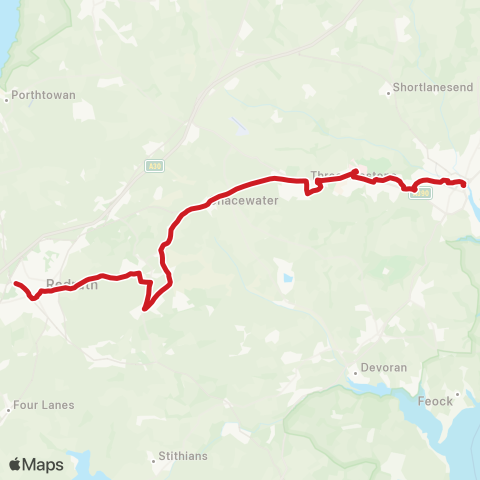 Go Cornwall Bus Barncoose Hospital - Bus Sta (Stand H) map