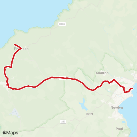 Go Cornwall Bus Bus Sta (Stand D) - Boscaswell Estate map