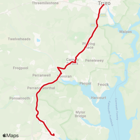 Go Cornwall Bus Truro Hill - Lemon Quay map