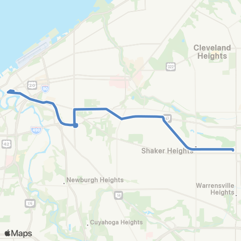 GCRTA Blue / Green Line Replacement Bus map