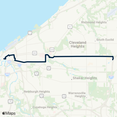 GCRTA Quincy–Cedar map