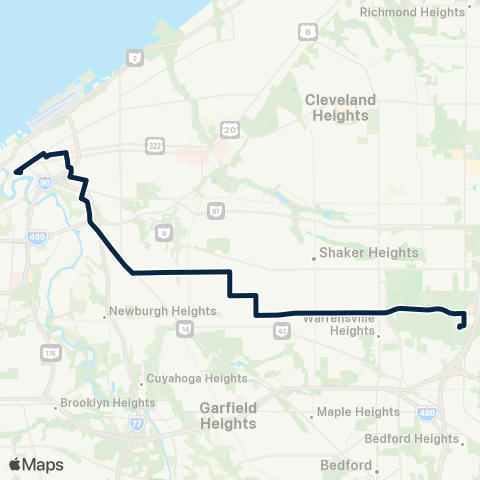 GCRTA Union–Harvard map