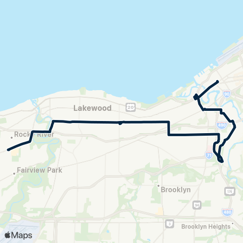 GCRTA Madison–Clark map