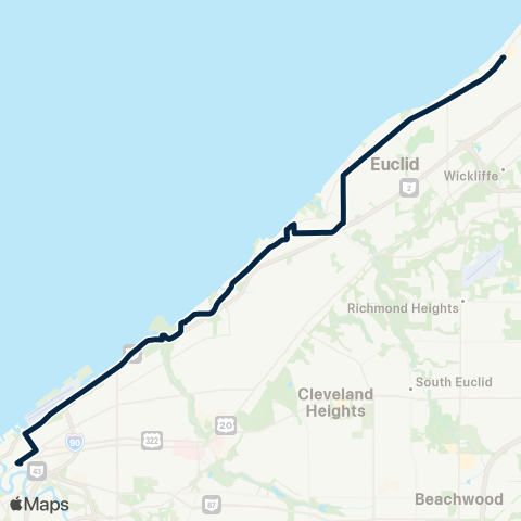 GCRTA Lakeshore map