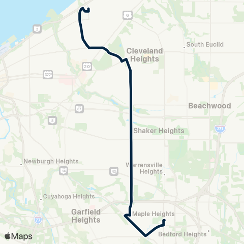 GCRTA Lakeview–Lee map