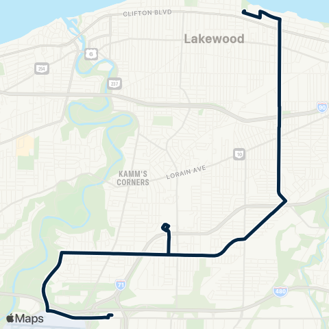 GCRTA West 117–Puritas map