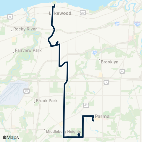 GCRTA Warren–West 130 map