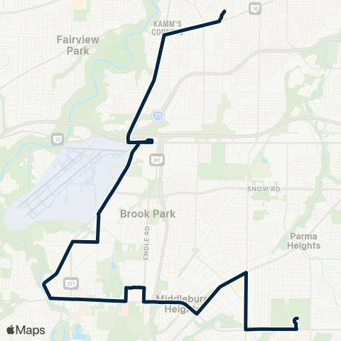 GCRTA Rocky River Dr.–Bagley map