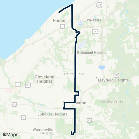 GCRTA East 260–Richmond map