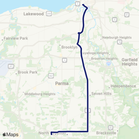 GCRTA Metrohealth Line–Broadview map