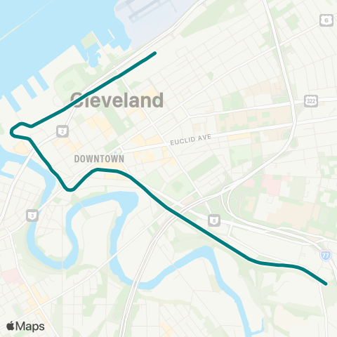 GCRTA Waterfront Line map