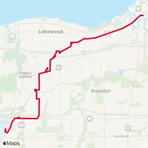 GCRTA Red Line Replacement Bus map