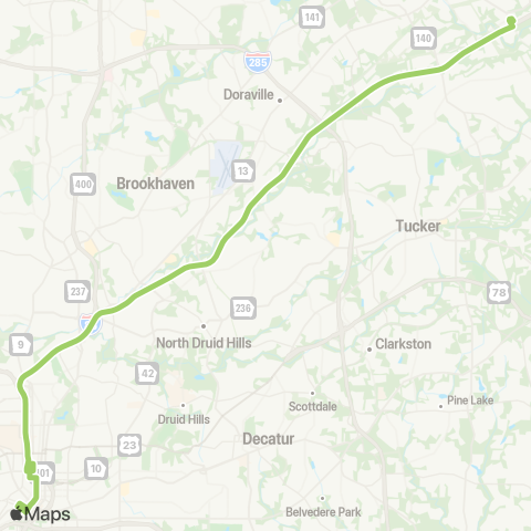 Gwinnett County Transit Indian Trail P&R - Downtown Atlanta map