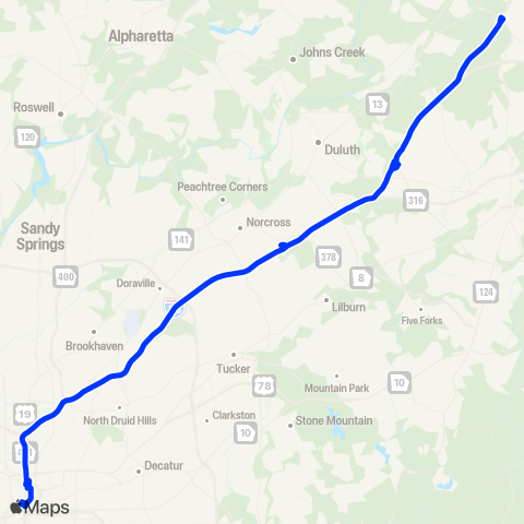 Gwinnett County Transit Express PM Sweeper map