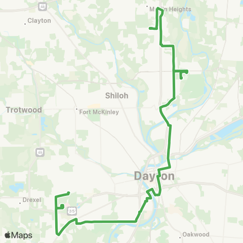 Greater Dayton RTA Keowee to Northridge - Job Ctr - Miller map