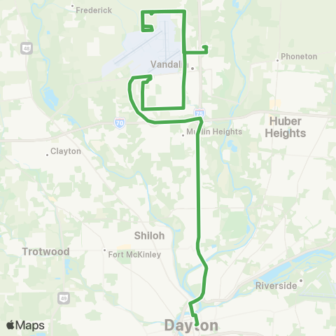 Greater Dayton RTA Airport -Vandalia - Northwoods Blvd - Peters Pike map