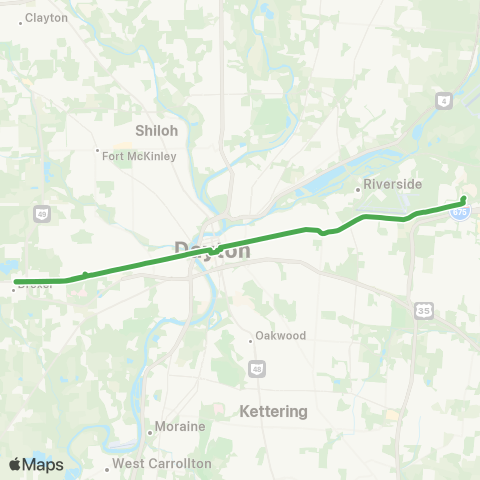 Greater Dayton RTA 3rd St - Wright State - Westown - Drexel map